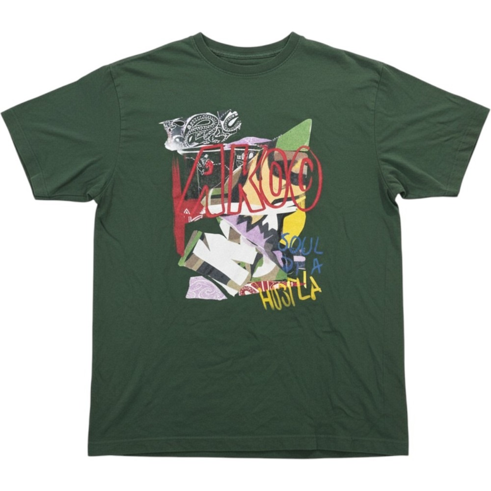 AKOO Mens Soul of a Hustla Graphic T-Shirt Forest Green Size Medium